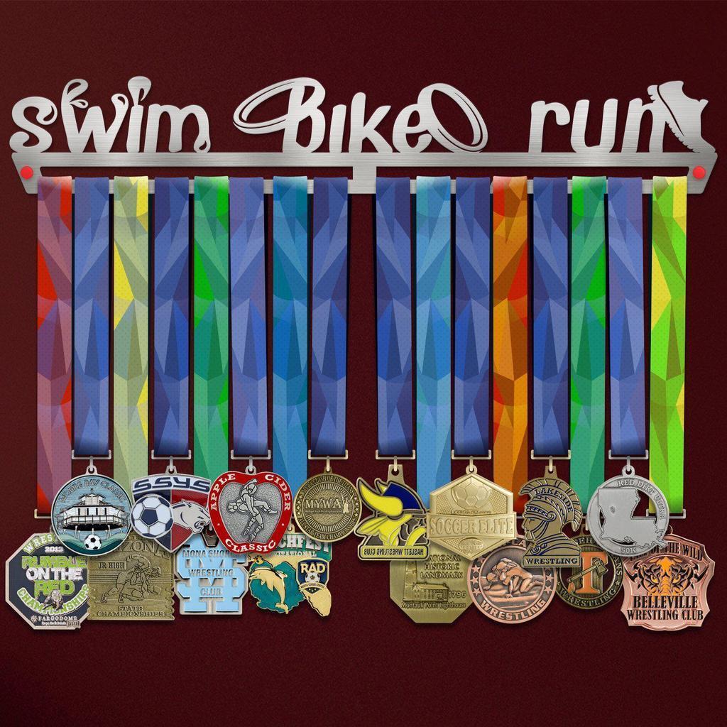 Swim Bike Run Fun Éremtartó-Éremakasztó Victory Hangers®